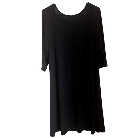 Eileen Fisher Half Sleeve Scoop Neck Dress BLK SZ M Classic Flouncy Minimalist - Picture 5 of 8